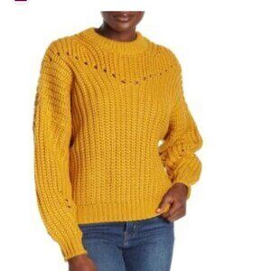 Anthropologie Elodie chunky knit Goldenrod pullover sweater size XS